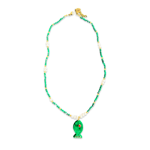 Amalfi lucky fish necklace green