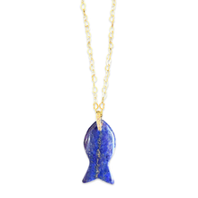 Load image into Gallery viewer, Necklace lucky fish stone blue lapislazzuli