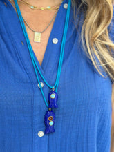 Load image into Gallery viewer, Capri fish lace necklace medium blue lapis