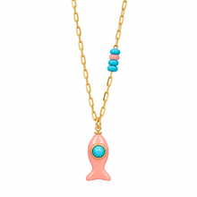 Load image into Gallery viewer, Capri fish necklace small pink coral