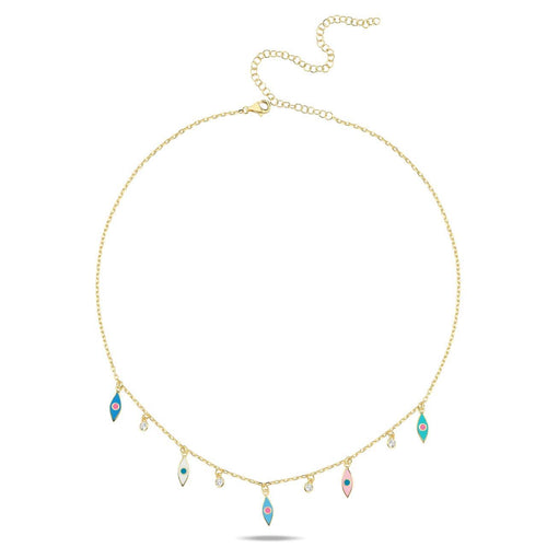 Mini lucky five eyes color necklace