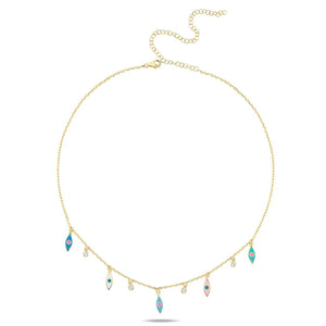Mini lucky five eyes color necklace