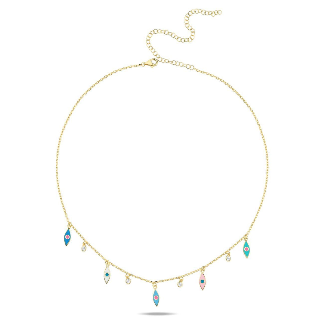 Mini lucky five eyes color necklace