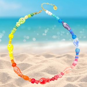 Lucky fish beads necklace rainbow