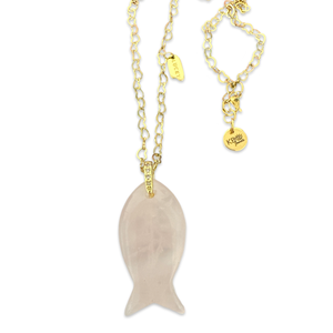 Necklace lucky fish rose quartz