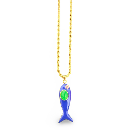 Lucky fish Necklace blue