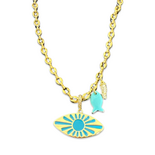 Load image into Gallery viewer, Necklace maxi lucky eye charms turquoise