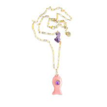 Load image into Gallery viewer, Capri fish necklace small pink coral