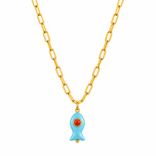 Load image into Gallery viewer, Capri fish necklace mini turquoise