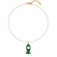 Load image into Gallery viewer, Capri fish necklace green white