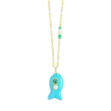 Load image into Gallery viewer, Capri fish necklace medium turquoise