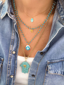 Lucky eye chain beads necklace turquoise