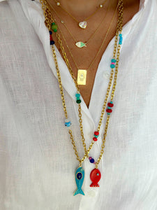 Amalfi lucky fish necklace red