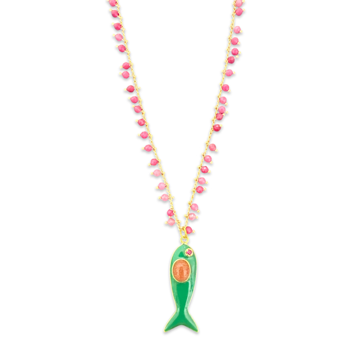 Lucky fish Necklace green luxe