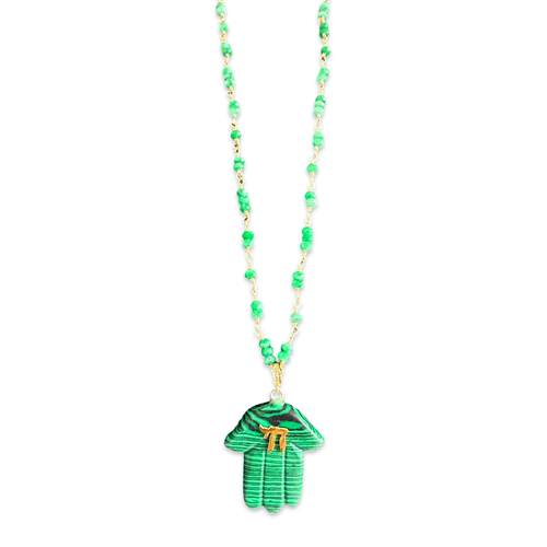 Necklace lucky hamsa CHAI green