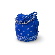 Load image into Gallery viewer, Bandana mini bucket bag blue