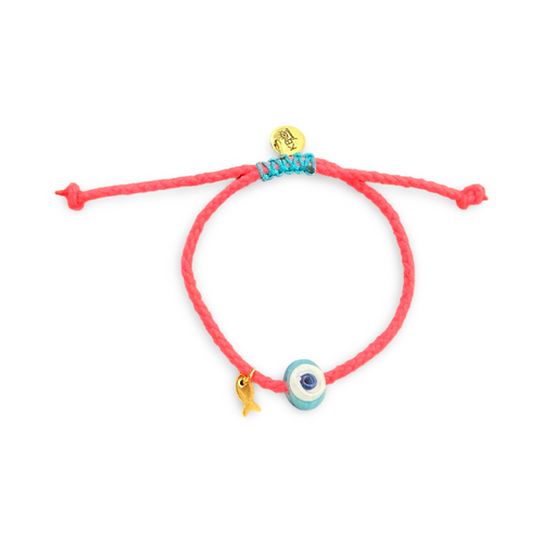 Mini Santorini eye bracelet neon pink