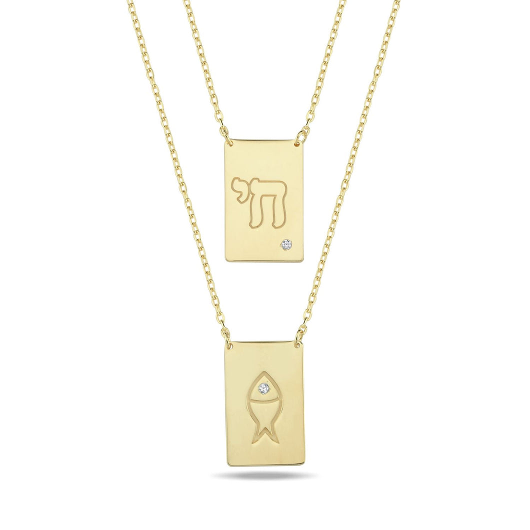 Scapolario Double necklace Chai & Fish