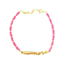 Load image into Gallery viewer, Gitane coins beads anklet pink coral