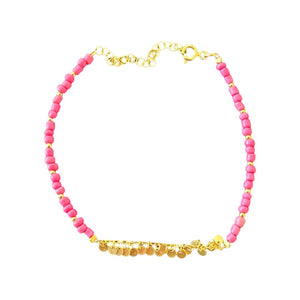 Gitane coins beads anklet pink coral