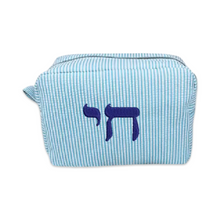 Load image into Gallery viewer, Large Pouch חי turquoise lines