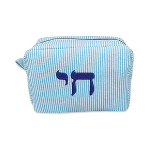 Large Pouch חי turquoise lines