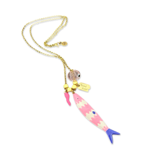 Load image into Gallery viewer, Sardine lucky fish Necklace pink