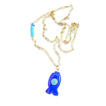 Load image into Gallery viewer, Capri fish necklace small blue