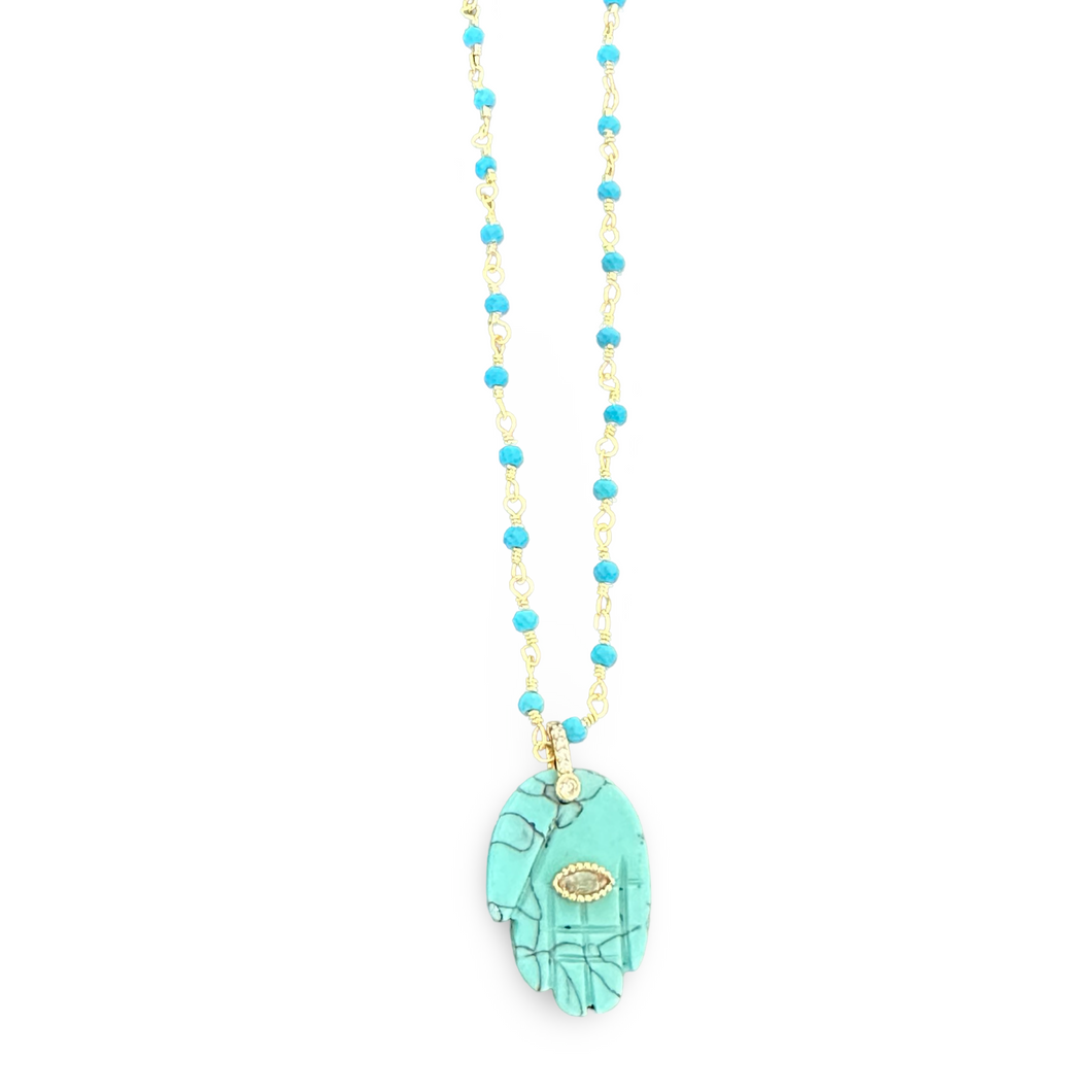 Necklace lucky hamsa turquoise