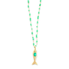 Load image into Gallery viewer, Necklace goldie lucky fish green