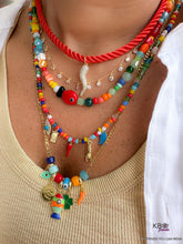 Load image into Gallery viewer, Silk chocker with Lucky horn red