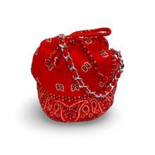 Load image into Gallery viewer, Bandana mini bucket bag coral red