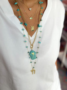 Necklace lucky hamsa CHAI turquoise