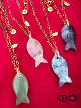 Load image into Gallery viewer, Necklace lucky fish rose quartz