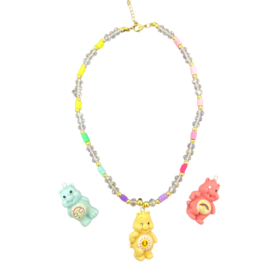 Teddy Care bear necklace rainbow