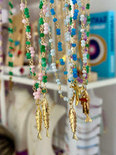 Load image into Gallery viewer, Lucky חי CHAI beads necklace long green