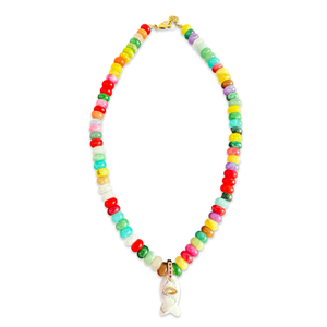 Short beads necklace with lucky fish multicolored