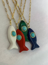 Load image into Gallery viewer, Capri fish necklace medium red coral