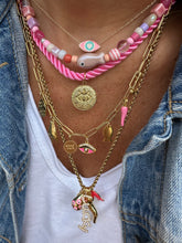Load image into Gallery viewer, Silk chocker with Lucky eye fuxia