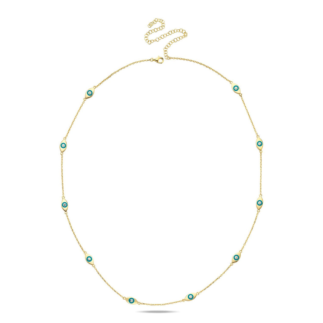 Luxury lucky eyes necklace turquoise