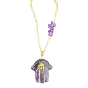 Necklace lucky hamsa CHAI Ametist