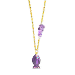Amalfi lucky fish necklace amethyst