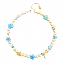 Load image into Gallery viewer, Rock pearls smile lucky necklace blue