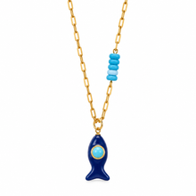 Load image into Gallery viewer, Capri fish necklace small blue