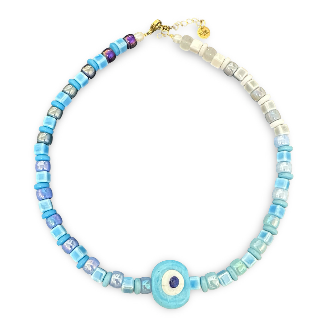 Lucky Eye Santorini beads chocker blue