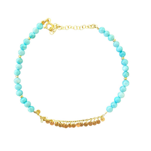 Gitane coins beads anklet turquoise