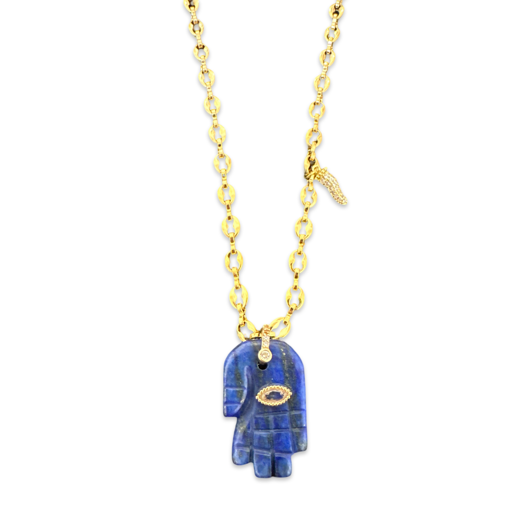 Necklace lucky hamsa blue