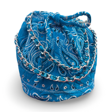 Load image into Gallery viewer, Bandana bucket bag turquoise blue