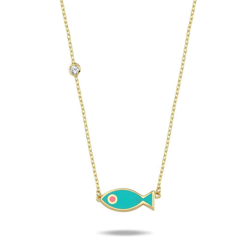 Lucky fish necklace turquoise
