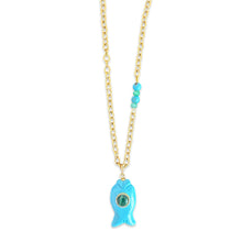 Load image into Gallery viewer, Capri fish necklace small turquoise